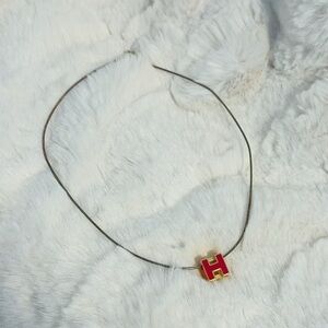 Hermes Cage H Red Pendant Necklace